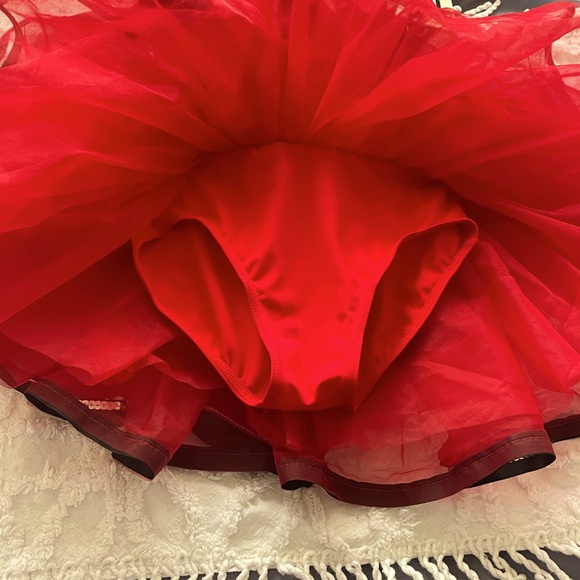 Weissman dance dress, tutu, girls 7/8, red and black, sequins. - Picture 3 of 8